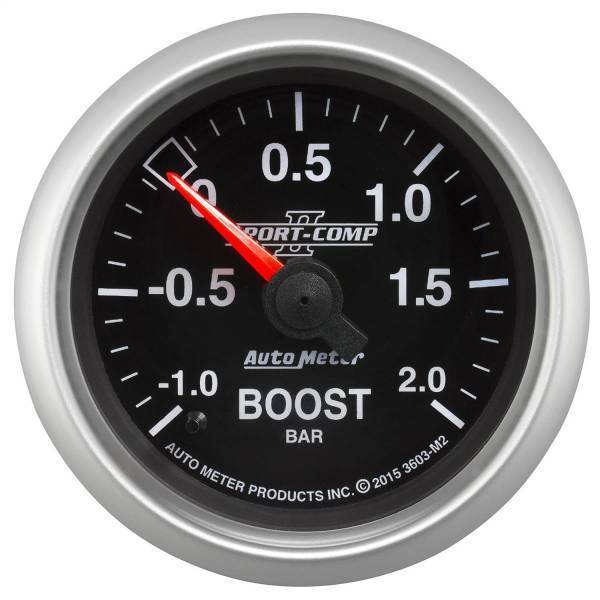 Autometer - AutoMeter GAUGE VAC/BOOST 2 1/16in.-1-+2 BAR MECHANICAL SPORT-COMP II - 3603-M2