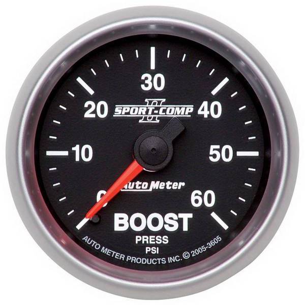 Autometer - AutoMeter GAUGE BOOST 2 1/16in. 60PSI MECHANICAL SPORT-COMP II - 3605