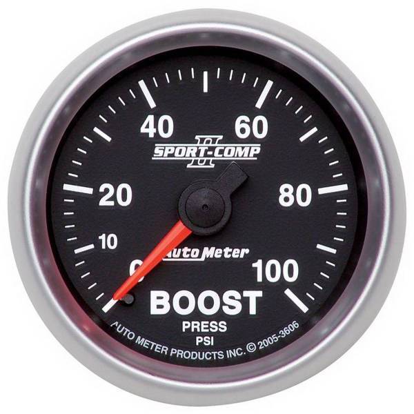 Autometer - AutoMeter GAUGE BOOST 2 1/16in. 100PSI MECHANICAL SPORT-COMP II - 3606