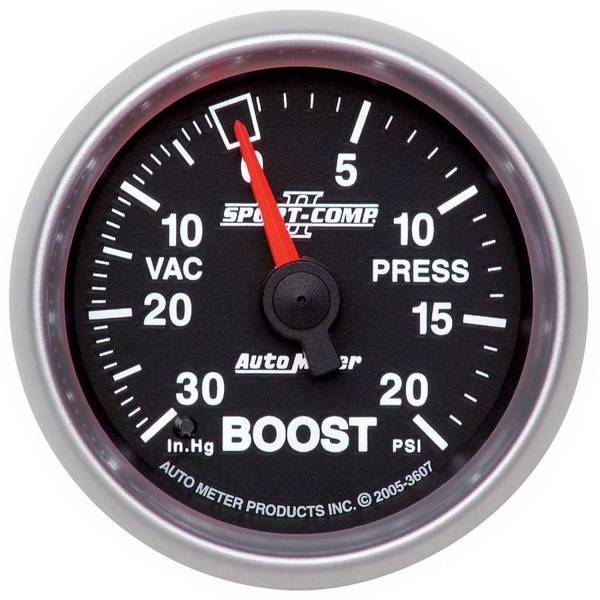 Autometer - AutoMeter GAUGE VAC/BOOST 2 1/16in. 30INHG-20PSI MECHANICAL SPORT-COMP II - 3607