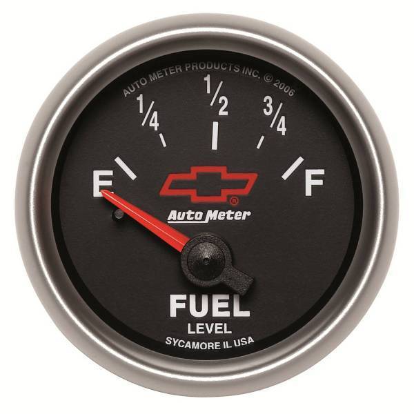 Autometer - AutoMeter GAUGE FUEL LEVEL 2 1/16in. 0OE TO 90OF ELEC CHEVY RED BOWTIE BLACK - 3613-00406