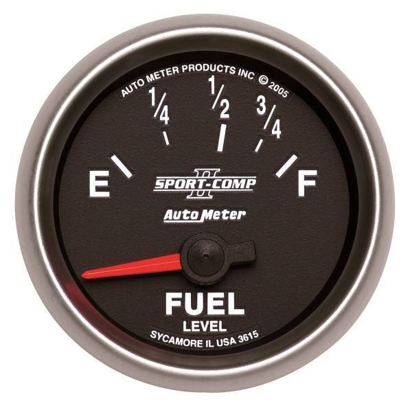 Autometer - AutoMeter GAUGE FUEL LEVEL 2 1/16in. 73OE TO 10OF ELEC SPORT-COMP II - 3615