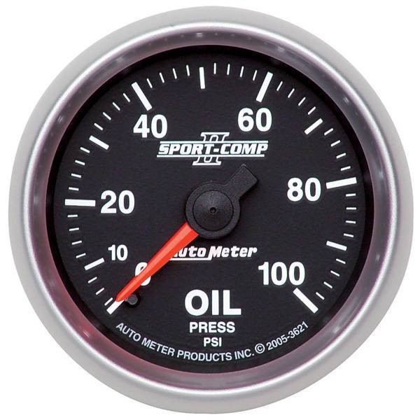 Autometer - AutoMeter GAUGE OIL PRESSURE 2 1/16in. 100PSI MECHANICAL SPORT-COMP II - 3621