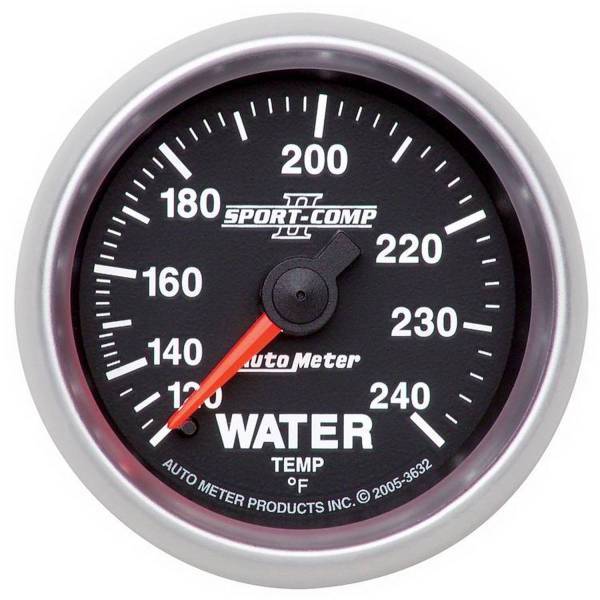 Autometer - AutoMeter GAUGE WATER TEMP 2 1/16in. 120-240deg.F MECHANICAL SPORT-COMP II - 3632
