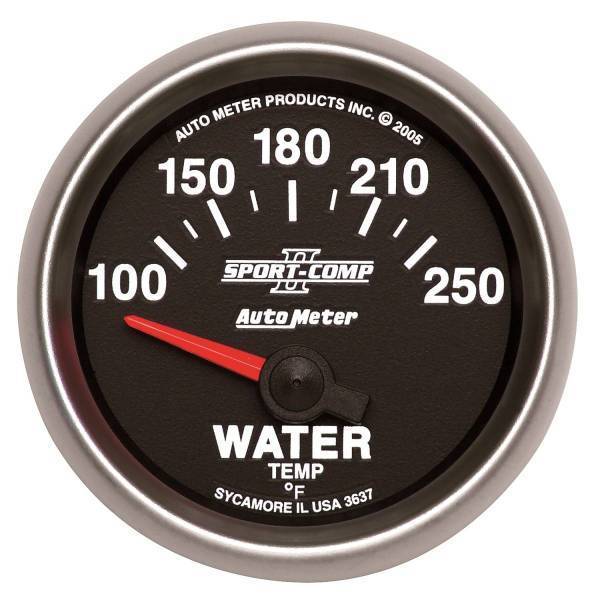 Autometer - AutoMeter GAUGE WATER TEMP 2 1/16in. 100-250deg.F ELECTRIC SPORT-COMP II - 3637