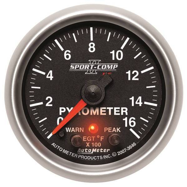 Autometer - AutoMeter GAUGE PYROMETER (EGT) 2 1/16in. 1600deg.F STEPPER MOTOR W/PK/WRN SPORT-COMP - 3646