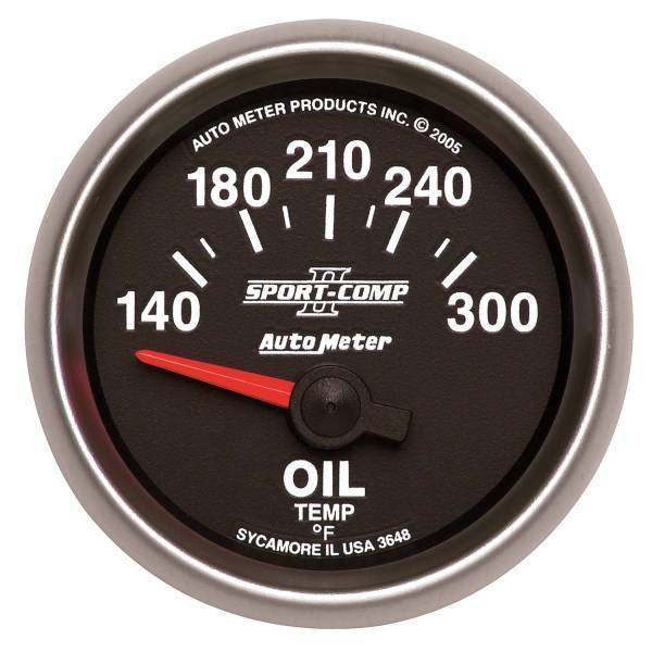 Autometer - AutoMeter GAUGE OIL TEMP 2 1/16in. 140-300deg.F ELECTRIC SPORT-COMP II - 3648