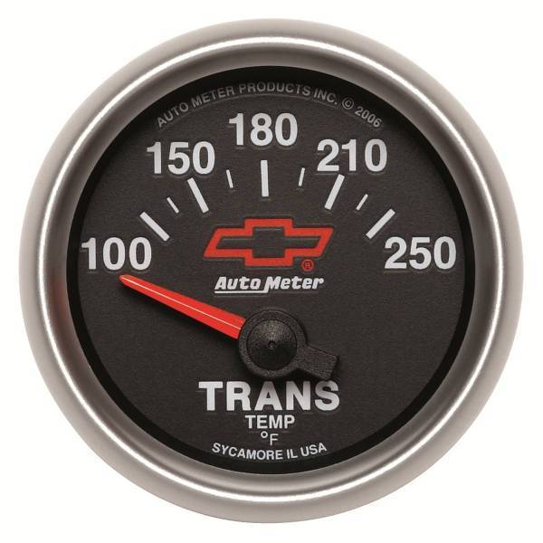 Autometer - AutoMeter GAUGE TRANSMISSION TEMP 2 1/16in. 100-250deg.F ELECTRIC CHEVY RED BOWTIE B - 3649-00406