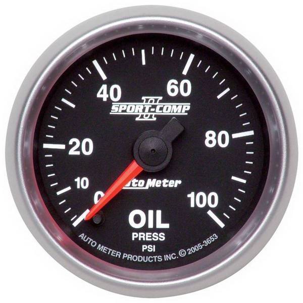 Autometer - AutoMeter GAUGE OIL PRESSURE 2 1/16in. 100PSI DIGITAL STEPPER MOTOR SPORT-COMP II - 3653