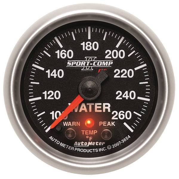 Autometer - AutoMeter GAUGE WATER TEMP 2 1/16in. 100-260deg.F STEPPER MOTOR W/PEAK/WRN SPORT-COMP - 3654