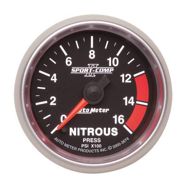 Autometer - AutoMeter GAUGE NITROUS PRESS 2 1/16in. 1600PSI DIGITAL STEPPER MOTOR SPORT-COMP II - 3674