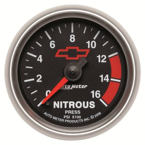 Autometer - AutoMeter GAUGE NITROUS PRESSURE 2 1/16in. 1600PSI DIGITAL STEPPER MOTOR CHEVY RED BO - 3674-00406