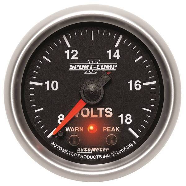 Autometer - AutoMeter GAUGE VOLTMETER 2 1/16in. 18V DIGITAL STEPPER MOTOR W/PK/WRN SPORT-COMP II - 3683