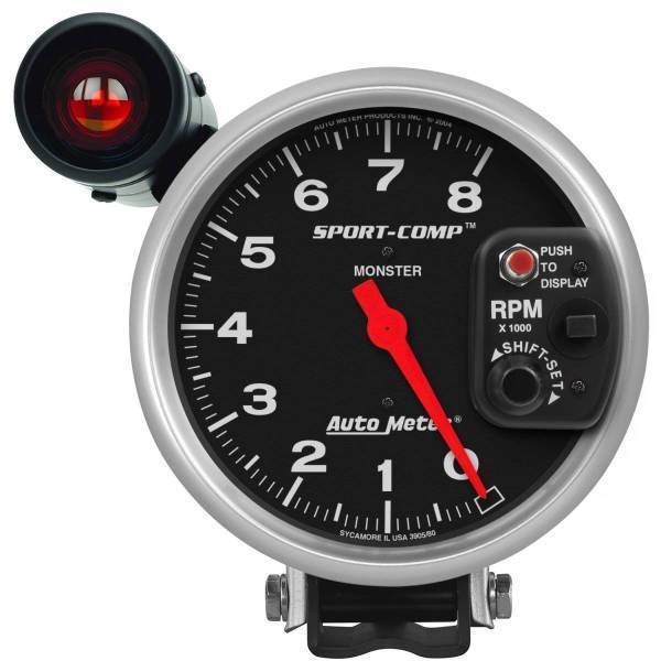 Autometer - AutoMeter GAUGE TACHOMETER 5in. 8K RPM PEDESTAL W/EXT. SHIFT-LITE SPORT-COMP - 3905