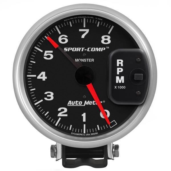 Autometer - AutoMeter GAUGE TACHOMETER 5in. 8K RPM PEDESTAL W/RED LINE SPORT-COMP - 3980