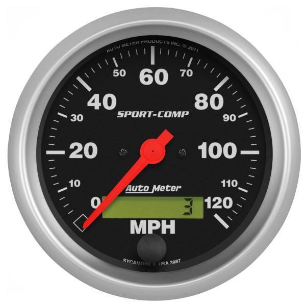 Autometer - AutoMeter GAUGE SPEEDO 3 3/8in. 120MPH ELEC. PROGRAM W/LCD ODO SPORT-COMP - 3987