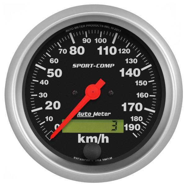 Autometer - AutoMeter GAUGE SPEEDOMETER 3 3/8in. 190KM/H ELEC. PROG. W/LCD ODO SPORT-COMP - 3987-M