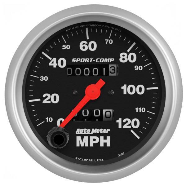 Autometer - AutoMeter GAUGE SPEEDOMETER 3 3/8in. 120MPH MECHANICAL SPORT-COMP - 3992