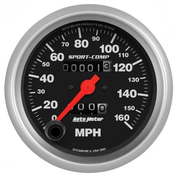 Autometer - AutoMeter GAUGE SPEEDOMETER 3 3/8in. 160MPH MECHANICAL SPORT-COMP - 3993