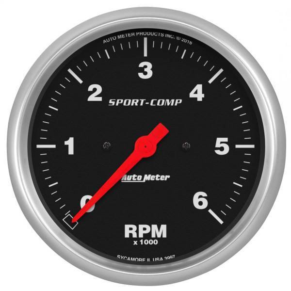 Autometer - AutoMeter GAUGE TACHOMETER 5in. 6K RPM IN-DASH SPORT-COMP - 3997