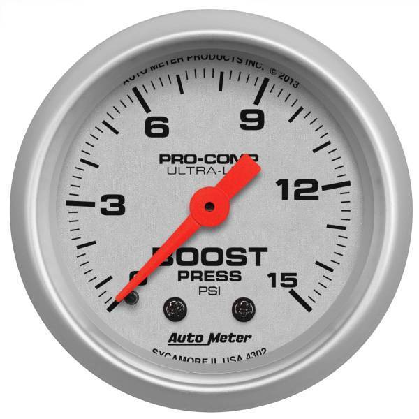 Autometer - AutoMeter GAUGE BOOST 2 1/16in. 15PSI MECHANICAL ULTRA-LITE - 4302