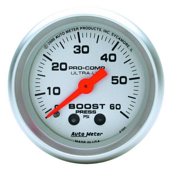 Autometer - AutoMeter GAUGE BOOST 2 1/16in. 60PSI MECHANICAL ULTRA-LITE - 4305