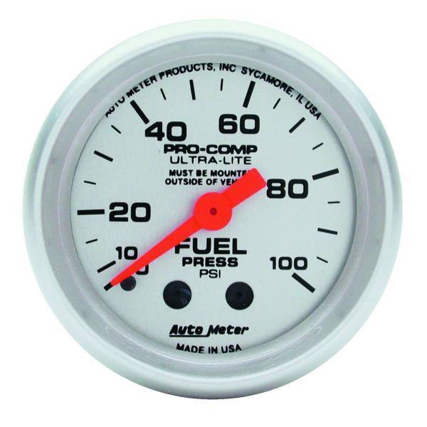 Autometer - AutoMeter GAUGE FUEL PRESSURE 2 1/16in. 100PSI MECHANICAL ULTRA-LITE - 4312