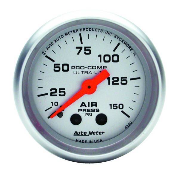 Autometer - AutoMeter GAUGE AIR PRESS 2 1/16in. 150PSI MECHANICAL ULTRA-LITE - 4320