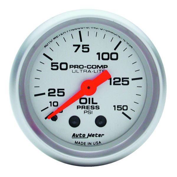 Autometer - AutoMeter GAUGE OIL PRESSURE 2 1/16in. 150PSI MECHANICAL ULTRA-LITE - 4323