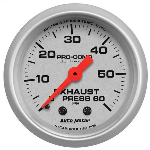 Autometer - AutoMeter GAUGE EXHAUST PRESS 2 1/16in. 60PSI MECHANICAL ULTRA-LITE - 4325