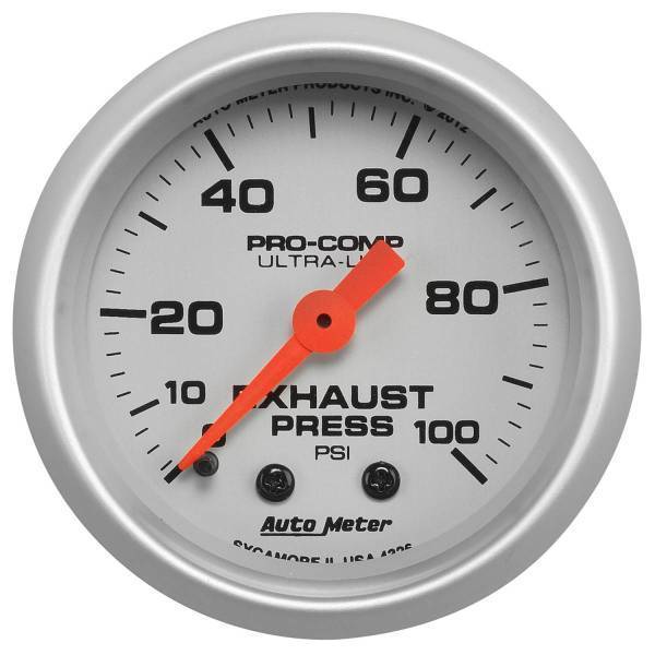 Autometer - AutoMeter GAUGE EXHAUST PRESS 2 1/16in. 100PSI MECHANICAL ULTRA-LITE - 4326