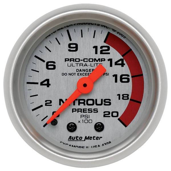 Autometer - AutoMeter GAUGE NITROUS PRESSURE 2 1/16in. 2000PSI MECHANICAL ULTRA-LITE - 4328