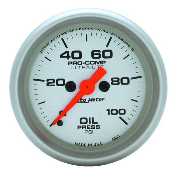 Autometer - AutoMeter GAUGE OIL PRESSURE 2 1/16in. 100PSI DIGITAL STEPPER MOTOR ULTRA-LITE - 4353