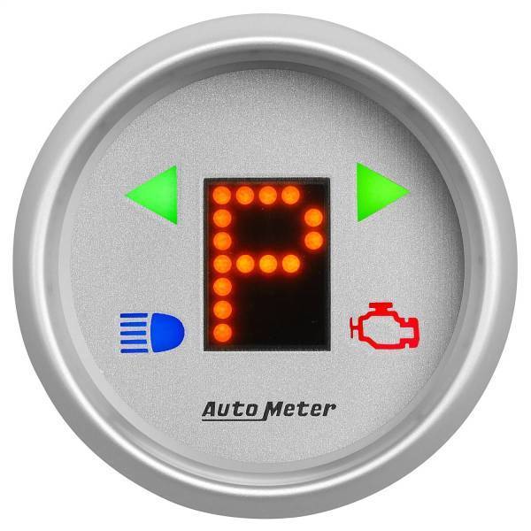 Autometer - AutoMeter GAUGE GEAR POS 2 1/16in. INCL INDICATORS SILVER DIAL RED LED SILVER BEZEL - 4359
