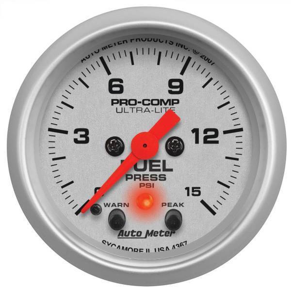 Autometer - AutoMeter GAUGE FUEL PRESS 2 1/16in. 15PSI STEPPER MOTOR W/PEAK/WARN ULTRA-LITE - 4367