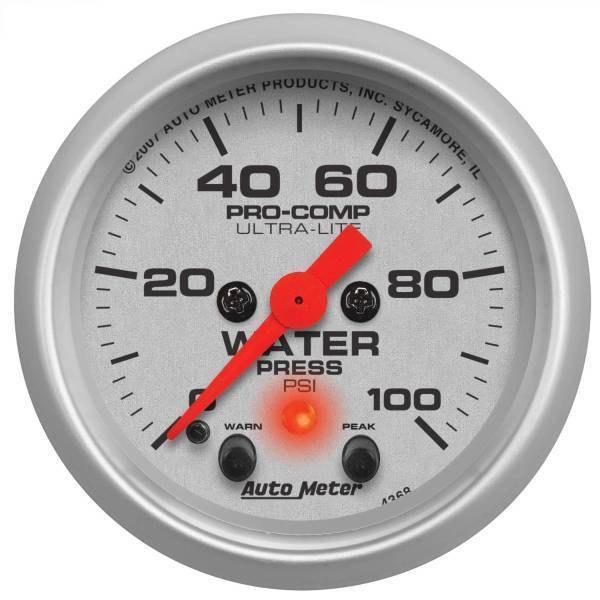 Autometer - AutoMeter GAUGE WATER PRESS 2 1/16in. 100PSI STEPPER MOTOR W/PEAK/WARN ULTRA-LITE - 4368