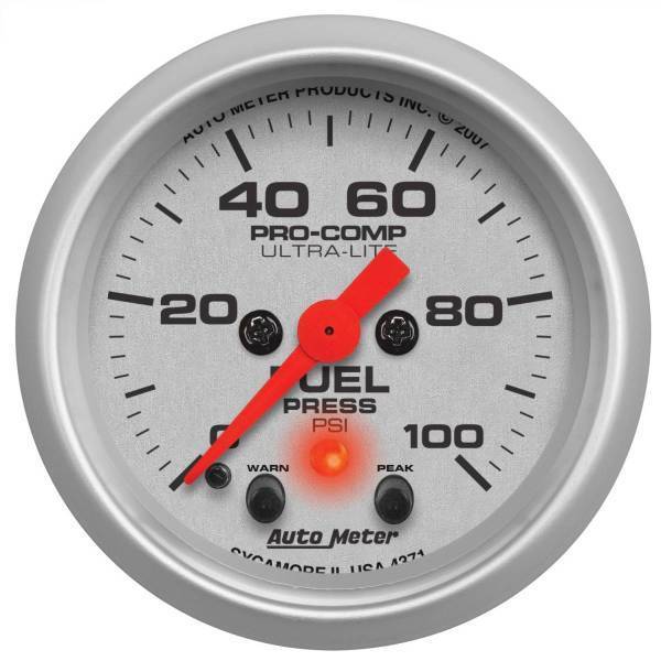Autometer - AutoMeter GAUGE FUEL PRESS 2 1/16in. 100PSI DIGITAL STEPPER MOTOR W/PK/WRN ULTRA-LITE - 4371