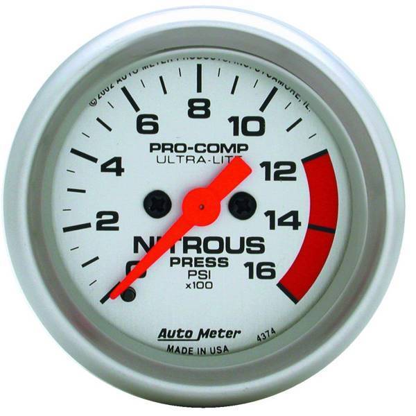 Autometer - AutoMeter GAUGE NITROUS PRESSURE 2 1/16in. 1600PSI DIGITAL STEPPER MOTOR ULTRA-LITE - 4374