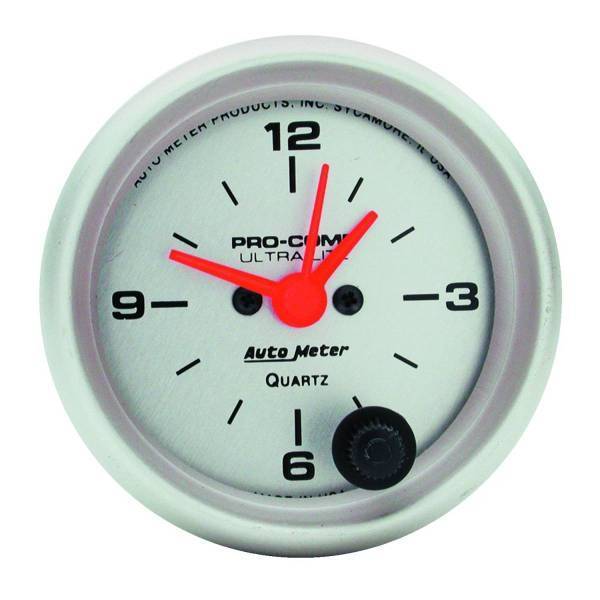 Autometer - AutoMeter GAUGE CLOCK 2 1/16in. 12HR ANALOG ULTRA-LITE - 4385