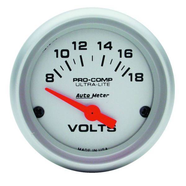 Autometer - AutoMeter GAUGE VOLTMETER 2 1/16in. 18V ELEC ULTRA-LITE - 4391