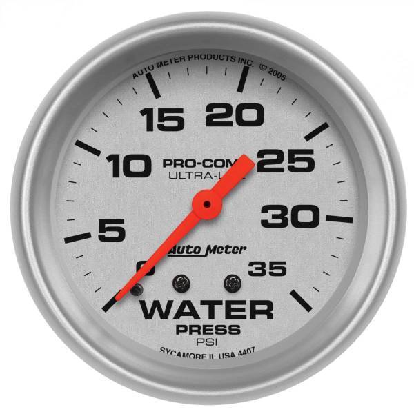 Autometer - AutoMeter GAUGE WATER PRESS 2 5/8in. 35PSI MECHANICAL ULTRA-LITE - 4407