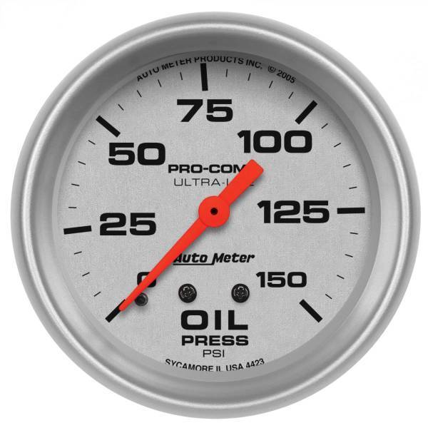 Autometer - AutoMeter GAUGE OIL PRESSURE 2 5/8in. 150PSI MECHANICAL ULTRA-LITE - 4423