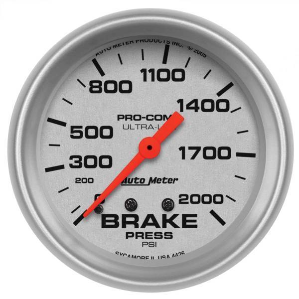 Autometer - AutoMeter GAUGE BRAKE PRESSURE 2 5/8in. 2000PSI MECHANICAL ULTRA-LITE - 4426