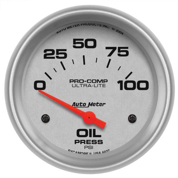 Autometer - AutoMeter GAUGE OIL PRESSURE 2 5/8in. 100PSI ELECTRIC ULTRA-LITE - 4427