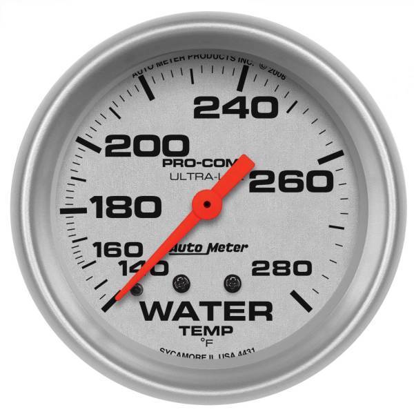 Autometer - AutoMeter GAUGE WATER TEMP 2 5/8in. 140-280deg.F MECHANICAL ULTRA-LITE - 4431