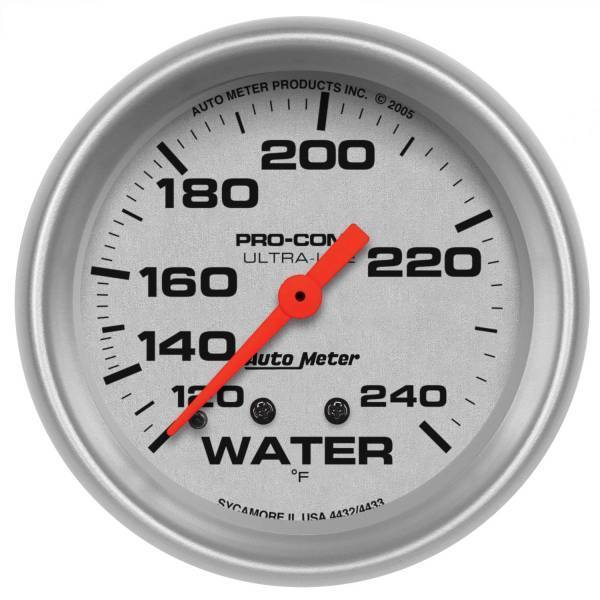 Autometer - AutoMeter GAUGE WATER TEMP 2 5/8in. 120-240deg.F MECHANICAL 12FT. ULTRA-LITE - 4433