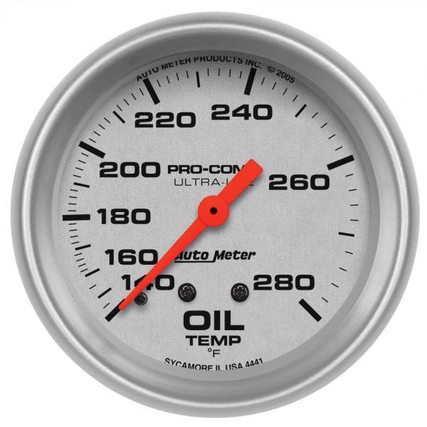 Autometer - AutoMeter GAUGE OIL TEMP 2 5/8in. 140-280deg.F MECHANICAL ULTRA-LITE - 4441