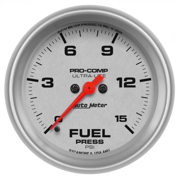 Autometer - AutoMeter GAUGE FUEL PRESSURE 2 5/8in. 15PSI DIGITAL STEPPER MOTOR ULTRA-LITE - 4461