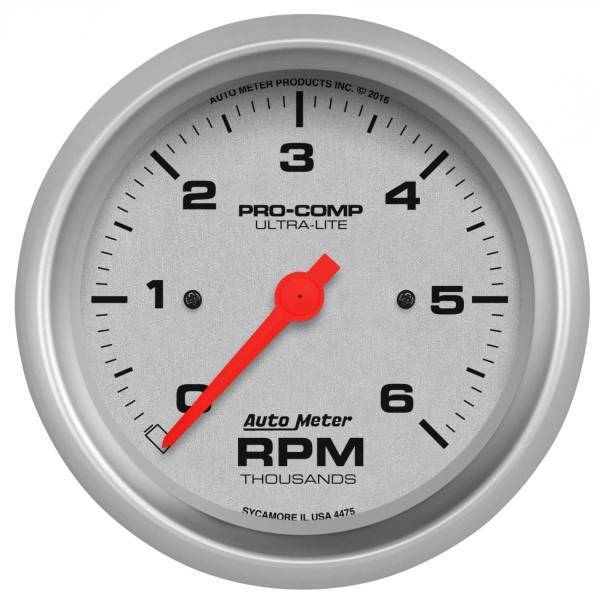 Autometer - AutoMeter GAUGE TACHOMETER 3 3/8in. 6K RPM IN-DASH ULTRA-LITE - 4475