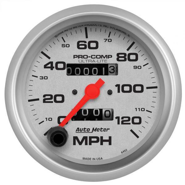 Autometer - AutoMeter GAUGE SPEEDOMETER 3 3/8in. 120MPH MECHANICAL ULTRA-LITE - 4492